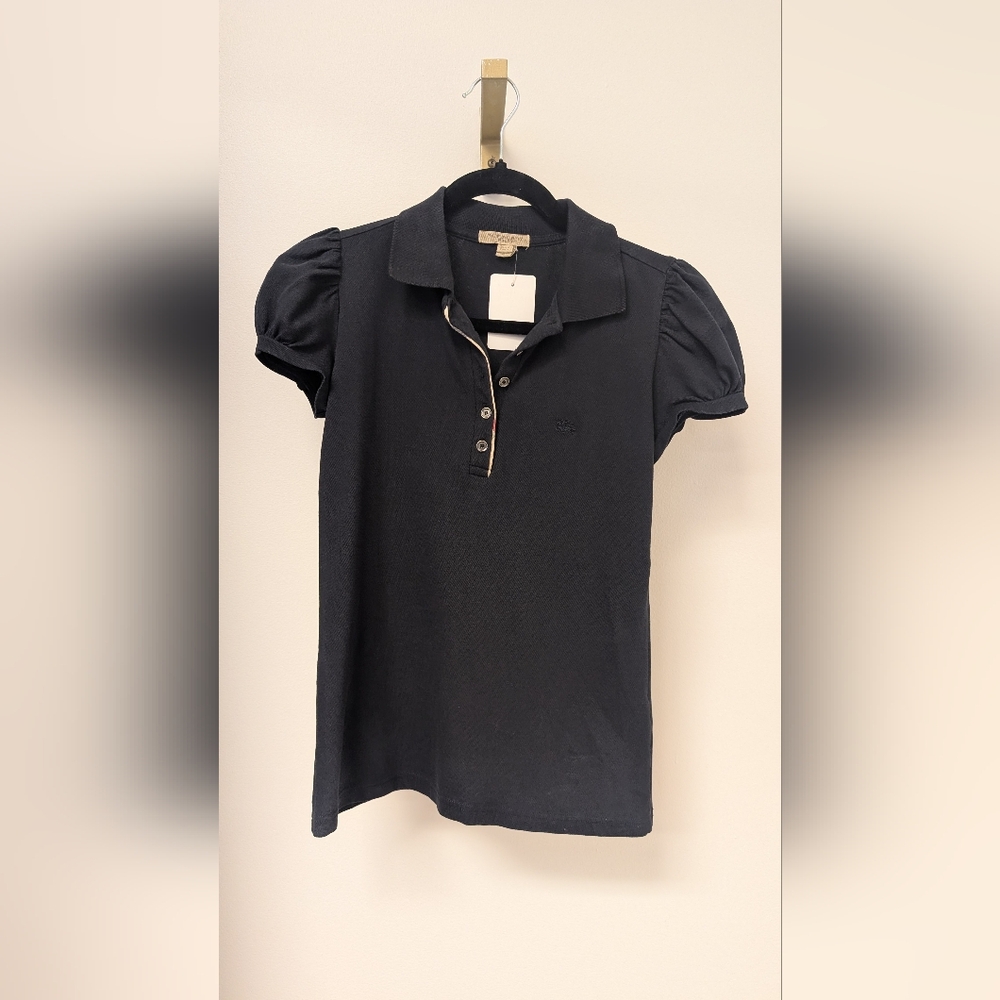 Black Puff Sleeve Polo Shirt